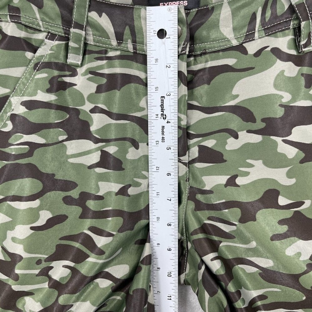 Express Camo Print Satin Cropped Cargo Pants Parachute Pants Hem Cinch - Picture 10 of 12